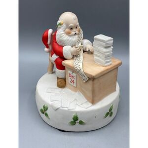 Vintage Santa Claus Music Box Porcelain‎ Desk Naughty Nice List Christmas Decor